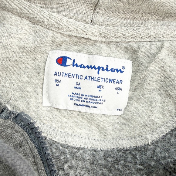 Champion Men Authentic Athleticwear Dark Gray Full Zip Hoodie Sweatshirt Size M - Picture 5 of 9